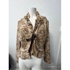 Alberto Makali safari  shacket 10 Ruffle Avante Garde artsy groovy wool blend